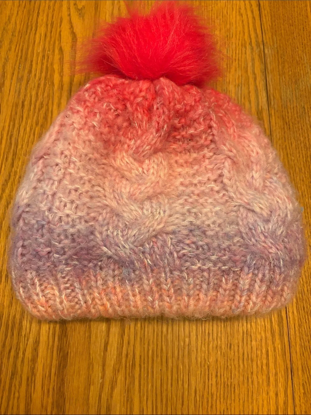 (5/$20) Kids Gradient Pink Pom Winter Beanie - Brand Unspecified